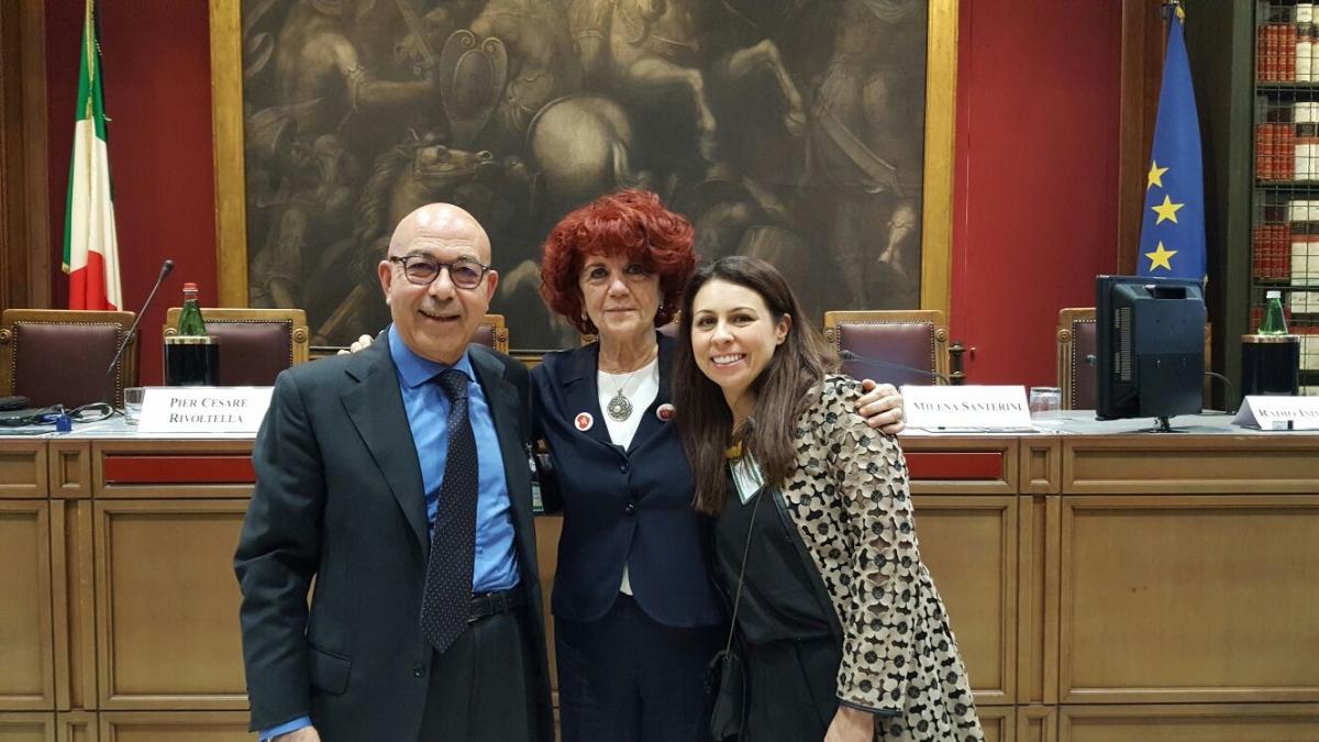 Il preside Mondello e la professoressa Tomasi con il ministro Fedeli